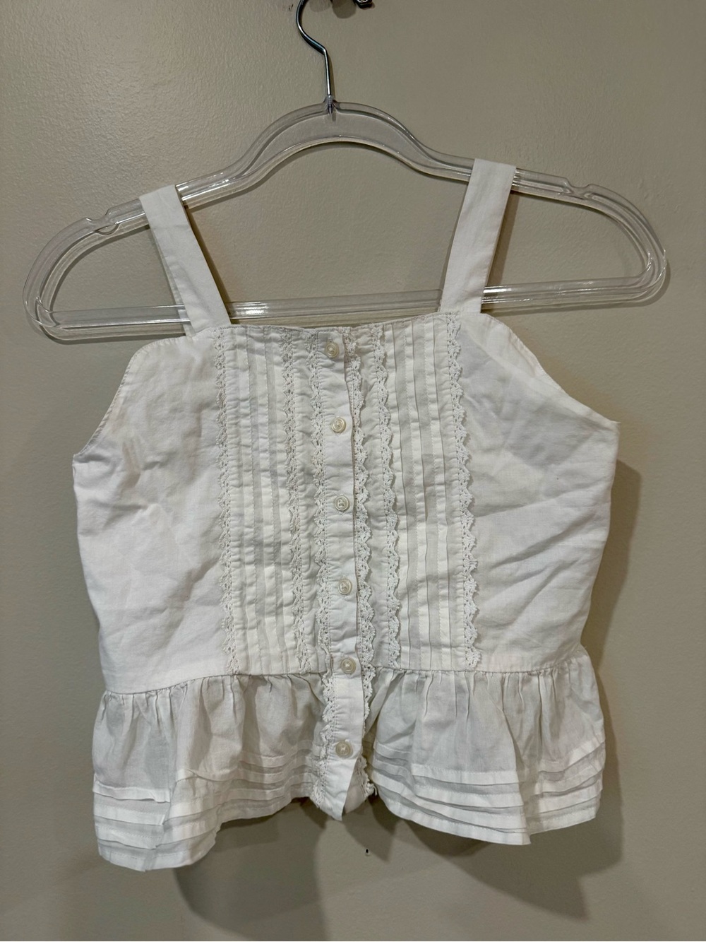 Janie and Jack Cream Lace-Trim Tank